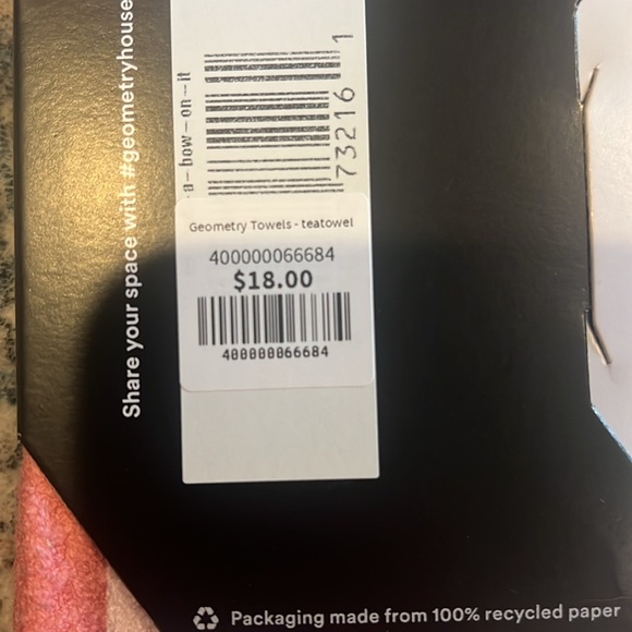 BNWT Geometry Pink Striped Kitchen Tea Towel - Picture 4 of 5